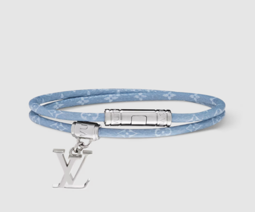 LV-Monogramm-Doppeltour-Armband Denimblau